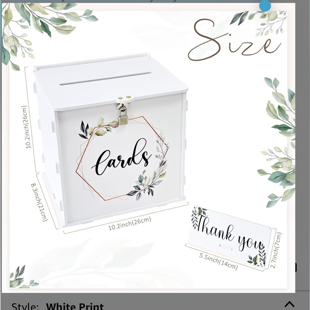 Green and White Wedding Card Box - Picture 2 of 6